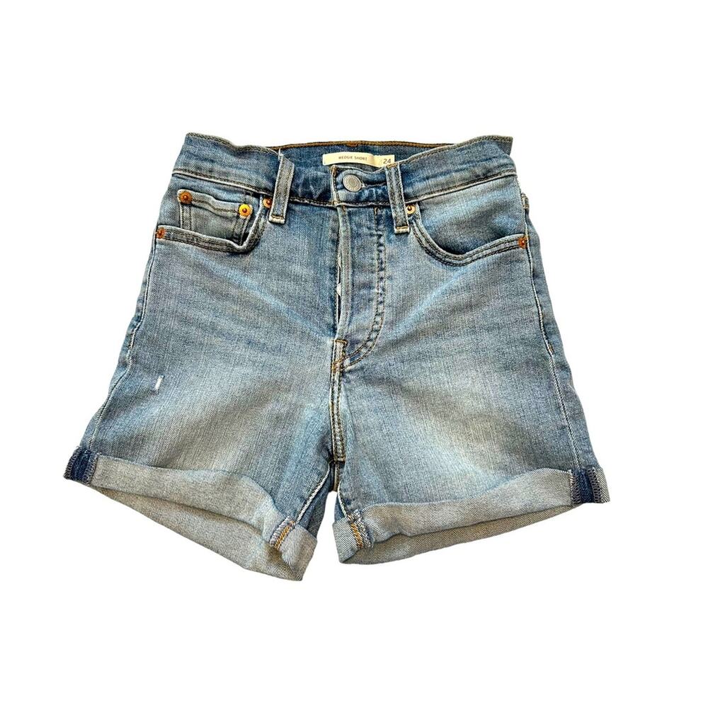 Levi's Wedgie Light Wash High Rise Button Fly Denim Cuffed Shorts Size 24